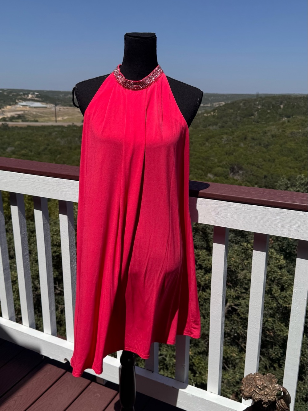 Calvin Klein Sleeveless Rhinestone Halter Dress
